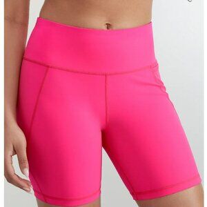 Sweaty Betty Power 6 Biker Hot Pink‎ Gym Zipper Pocket Shorts Women's Size S